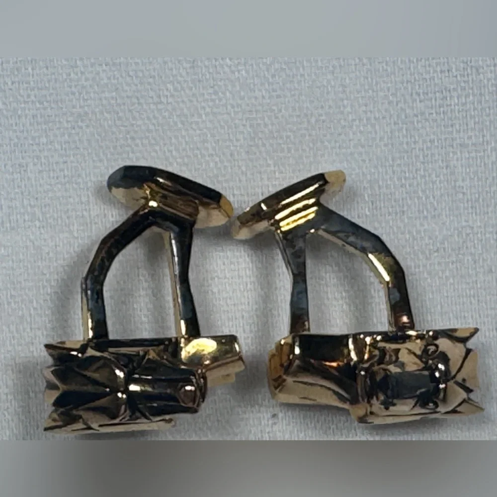 VTG Rick Cameron Wolf Head Cufflinks - Vermeil 925 Silver-Gilt 24k Gold Wildlife